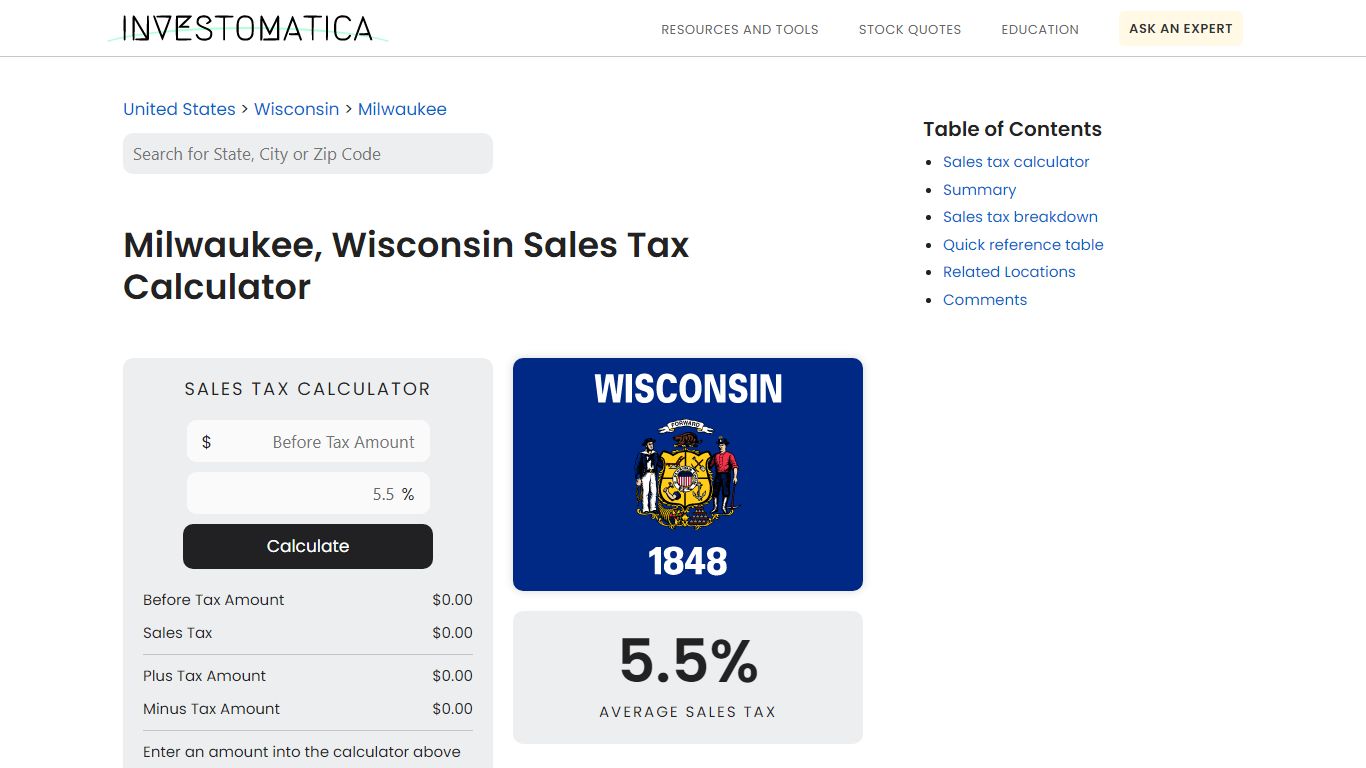 Milwaukee, Wisconsin Sales Tax Calculator (2022) - Investomatica